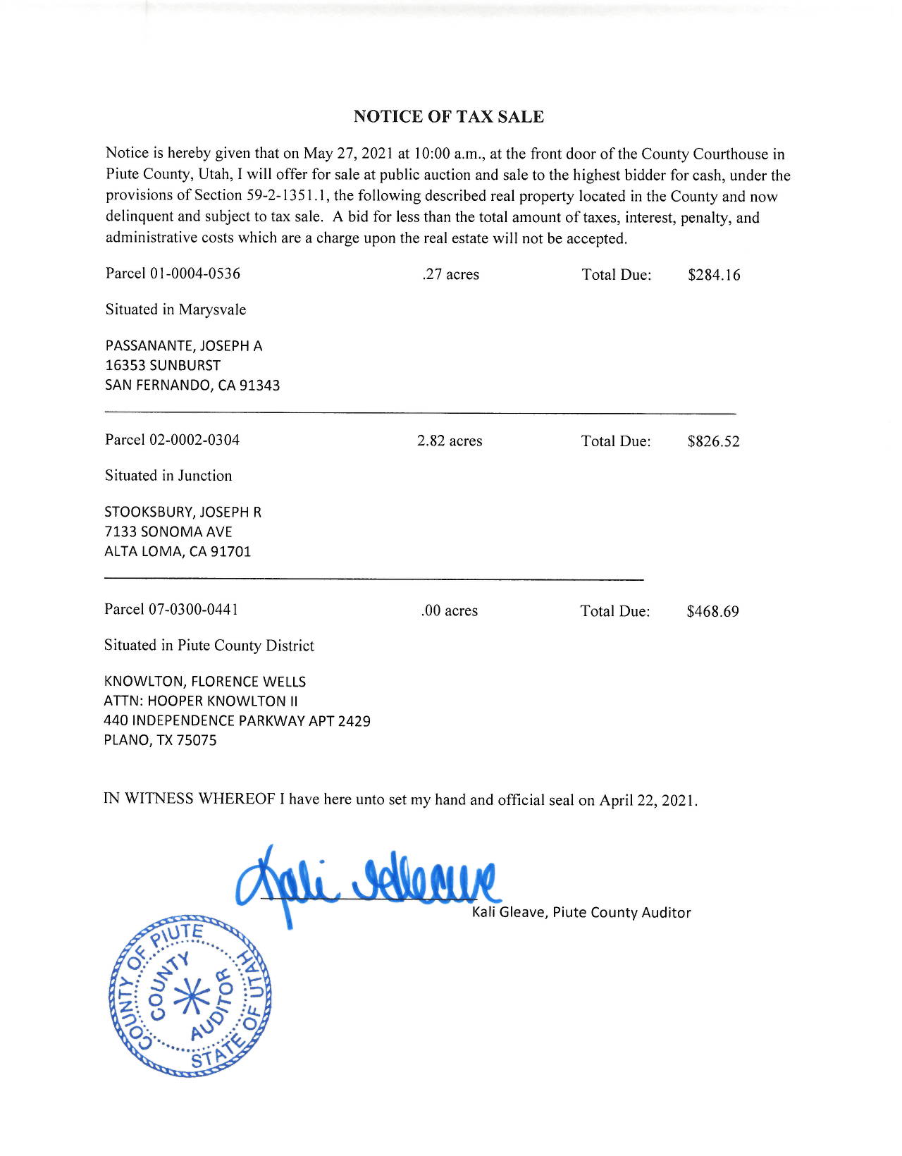 Delinquent Tax Sale & Surplus Sale